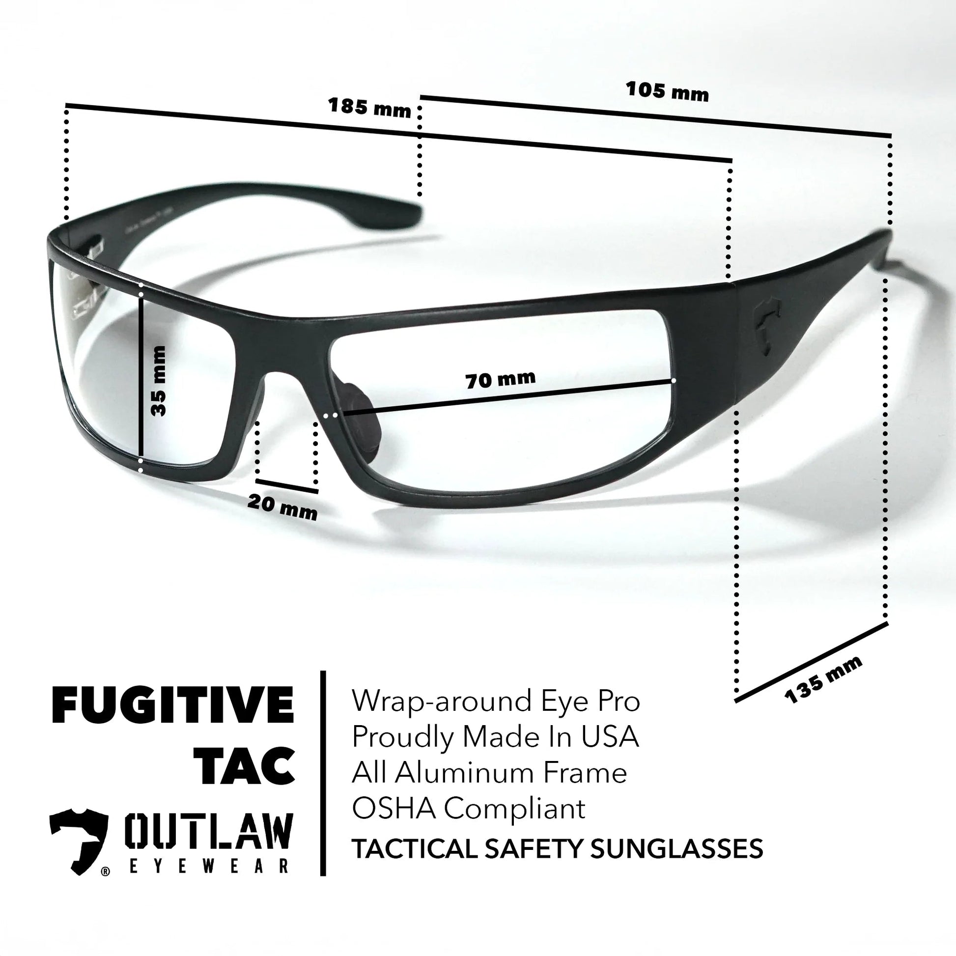 Outlaw Eyewear - Fugitive TAC Ballistic Black / Standard Gray - Angler's Pro Tackle & Outdoors