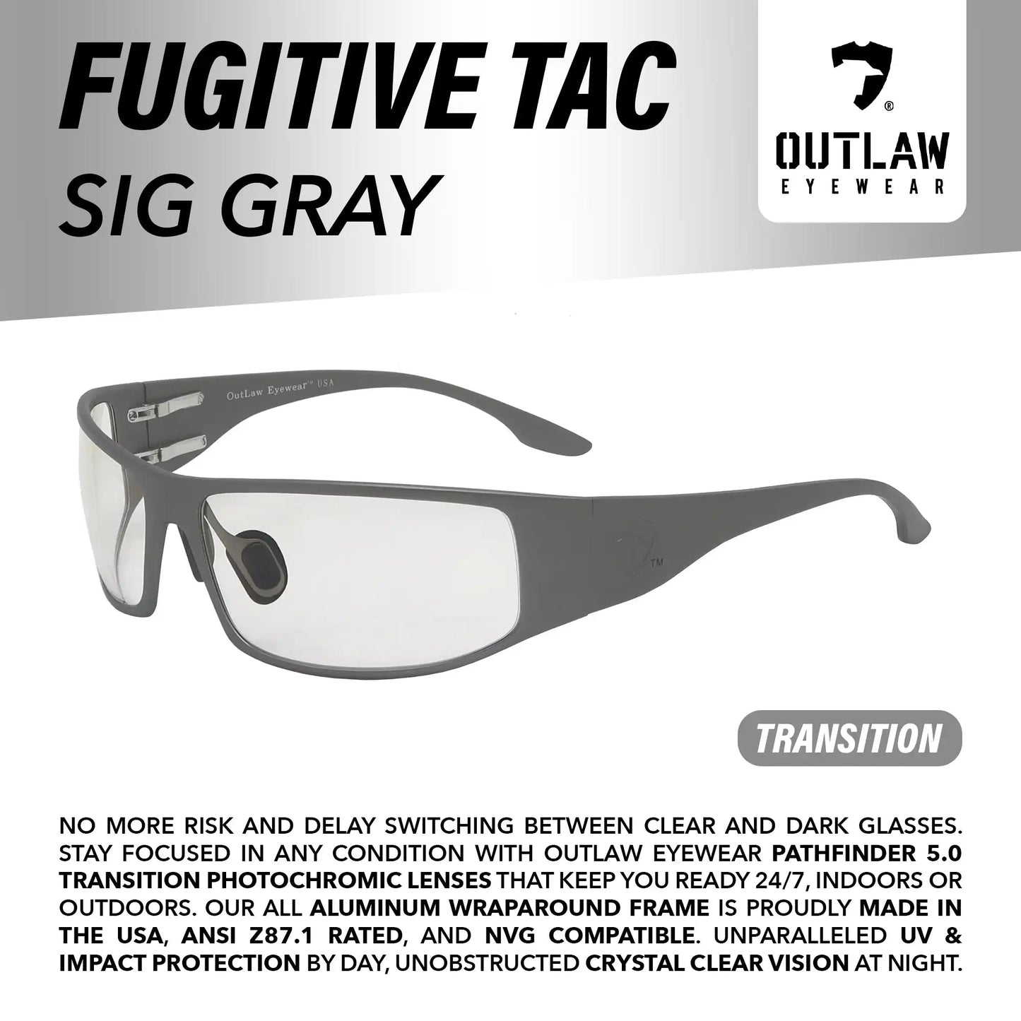 OutLaw Eyewear Fugitive TAC Sig Gray Vortex Box Bundle - Angler's Pro Tackle & Outdoors