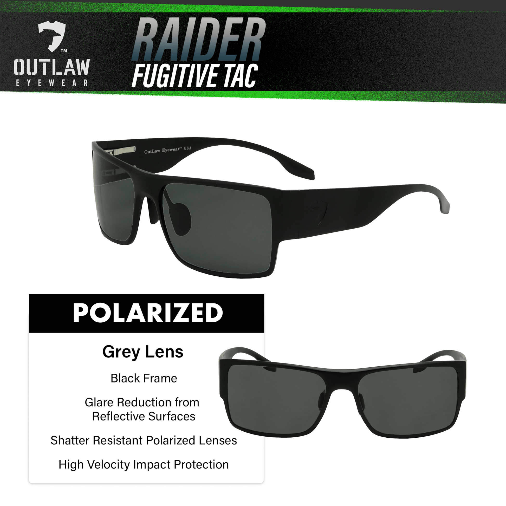 OutLaw Eyewear Raider TAC Black / Polarized - 2 Pack - Angler's Pro Tackle & Outdoors