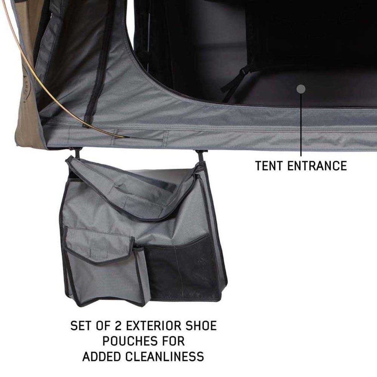 Overland Vehicle Systems HD Bushveld II Cantilever Hard Shell Roof Top Tent Grey Body & Tan Rainfly - Angler's Pro Tackle & Outdoors