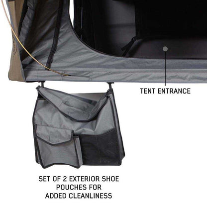 Overland Vehicle Systems HD Bushveld II Cantilever Hard Shell Roof Top Tent Grey Body & Tan Rainfly - Angler's Pro Tackle & Outdoors