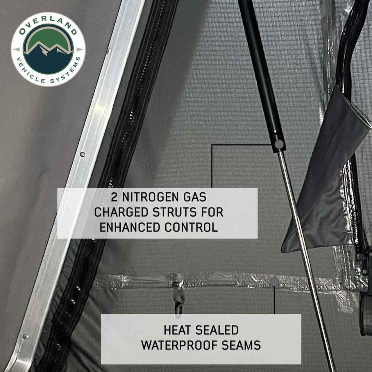 Overland Vehicle Systems HD Bushveld II Cantilever Hard Shell Roof Top Tent Grey Body & Tan Rainfly - Angler's Pro Tackle & Outdoors