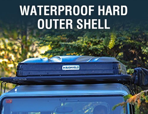 Overland Vehicle Systems HD Bushveld II Cantilever Hard Shell Roof Top Tent Grey Body & Tan Rainfly - Angler's Pro Tackle & Outdoors