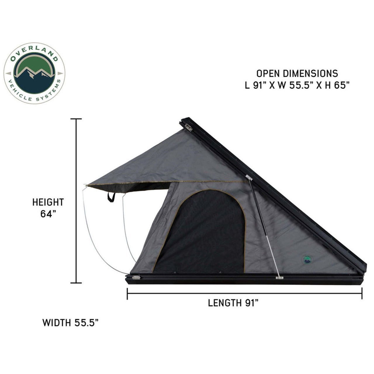 Overland Vehicle Systems HD Mamba Clam Shell Aluminum Hard Shell Roof Top Tent, Grey Body & Green Trim - Angler's Pro Tackle & Outdoors