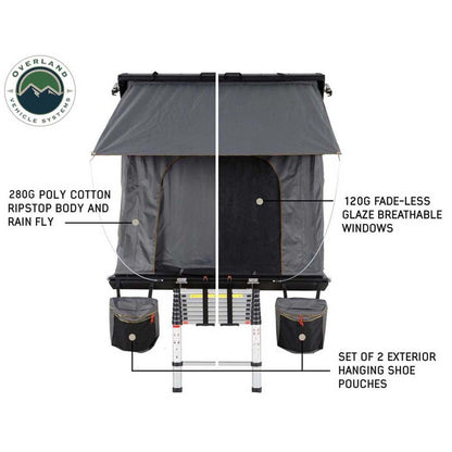 Overland Vehicle Systems HD Mamba Clam Shell Aluminum Hard Shell Roof Top Tent, Grey Body & Green Trim - Angler's Pro Tackle & Outdoors