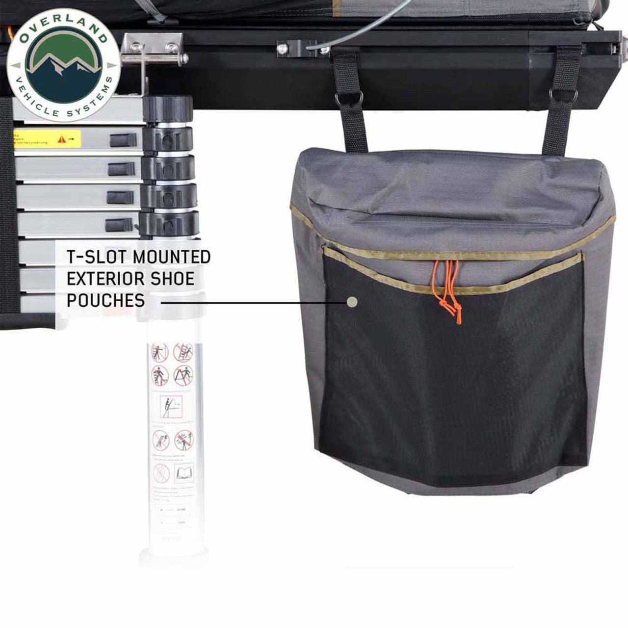 Overland Vehicle Systems HD Mamba Clam Shell Aluminum Hard Shell Roof Top Tent, Grey Body & Green Trim - Angler's Pro Tackle & Outdoors