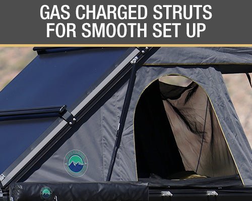 Overland Vehicle Systems HD Mamba Clam Shell Aluminum Hard Shell Roof Top Tent, Grey Body & Green Trim - Angler's Pro Tackle & Outdoors