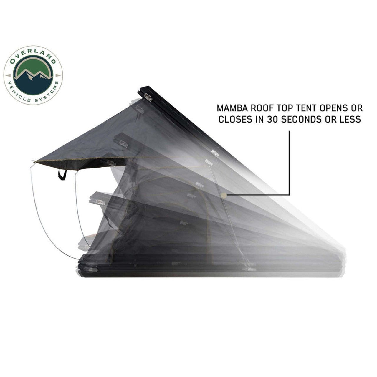 Overland Vehicle Systems HD Mamba Clam Shell Aluminum Hard Shell Roof Top Tent, Grey Body & Green Trim - Angler's Pro Tackle & Outdoors