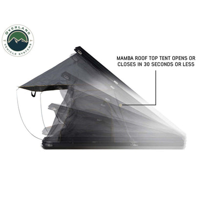 Overland Vehicle Systems HD Mamba Clam Shell Aluminum Hard Shell Roof Top Tent, Grey Body & Green Trim - Angler's Pro Tackle & Outdoors
