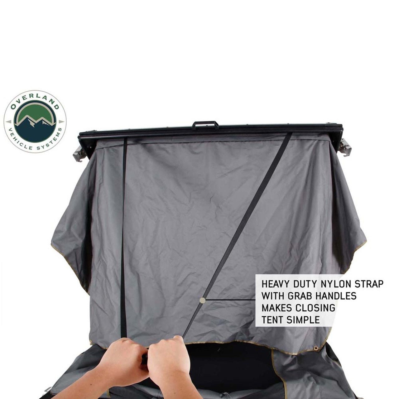 Overland Vehicle Systems HD Mamba Clam Shell Aluminum Hard Shell Roof Top Tent, Grey Body & Green Trim - Angler's Pro Tackle & Outdoors