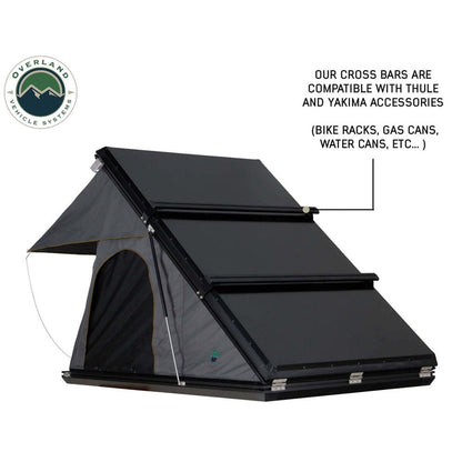 Overland Vehicle Systems HD Mamba Clam Shell Aluminum Hard Shell Roof Top Tent, Grey Body & Green Trim - Angler's Pro Tackle & Outdoors
