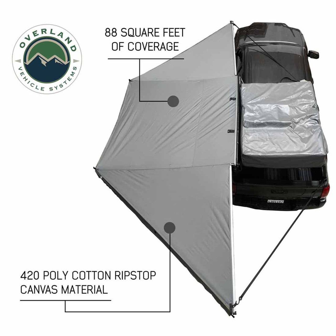 Overland Vehicle Systems HD Nomadic 180 Degree Awning - Dark Grey with Black Travel Cover Universal - Angler's Pro Tackle & Outdoors