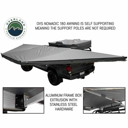 Overland Vehicle Systems HD Nomadic 180 Degree Awning - Dark Grey with Black Travel Cover Universal - Angler's Pro Tackle & Outdoors
