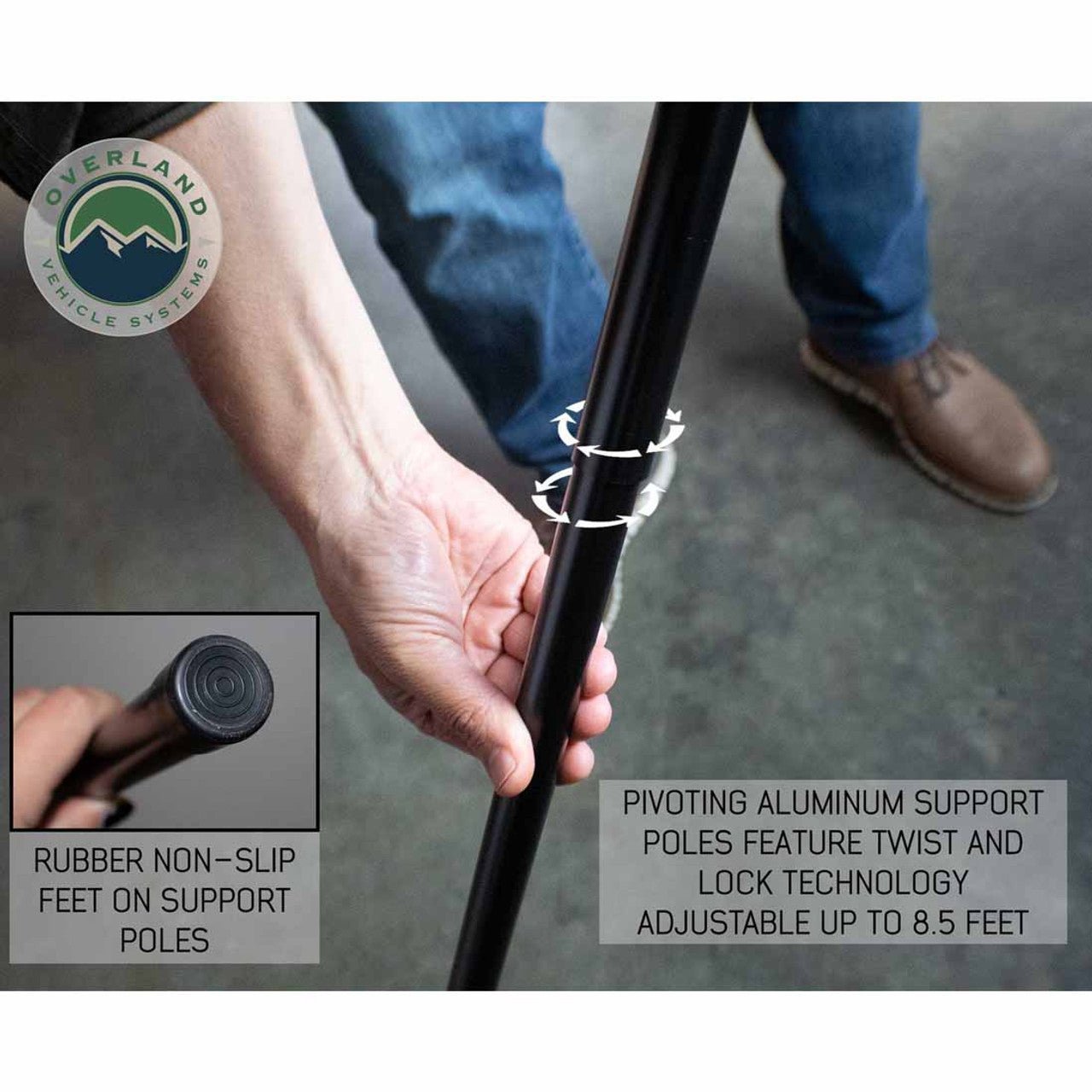 Overland Vehicle Systems HD Nomadic 180 Degree Awning - Dark Grey with Black Travel Cover Universal - Angler's Pro Tackle & Outdoors