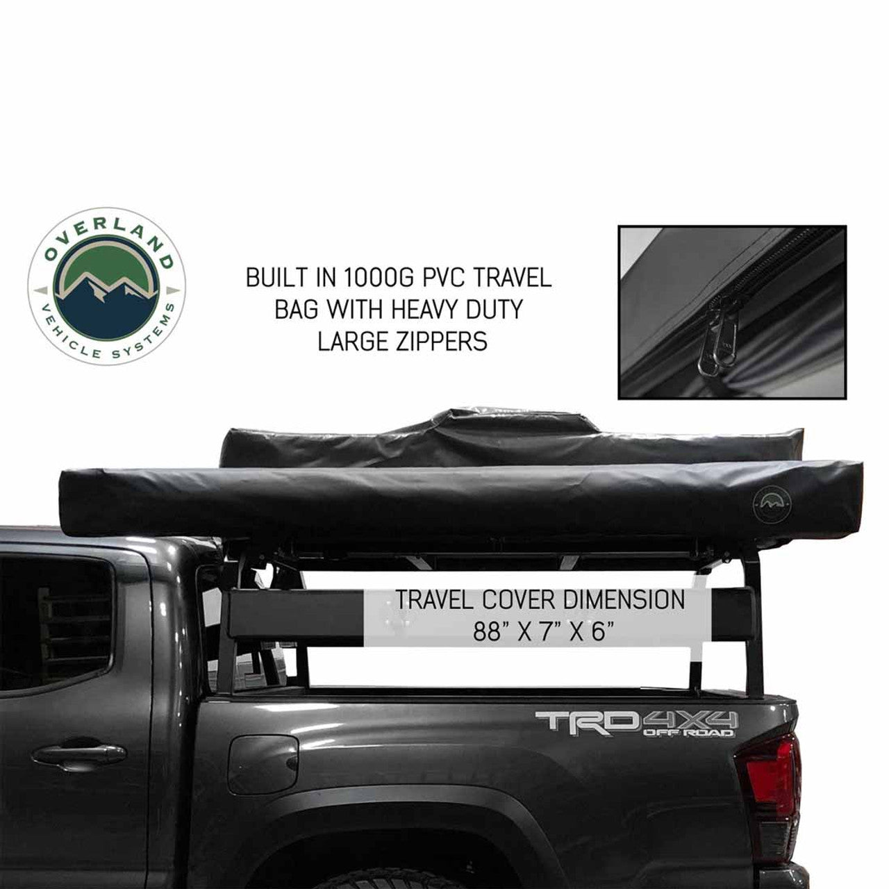 Overland Vehicle Systems HD Nomadic 180 Degree Awning - Dark Grey with Black Travel Cover Universal - Angler's Pro Tackle & Outdoors