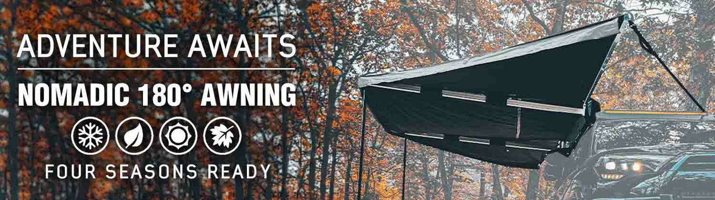 Overland Vehicle Systems HD Nomadic 180 Degree Awning - Dark Grey with Black Travel Cover Universal - Angler's Pro Tackle & Outdoors