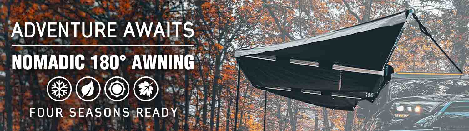 Overland Vehicle Systems HD Nomadic 180 Degree Awning with Bracket Kit for Mid - High Roofline Vans - Angler's Pro Tackle & Outdoors