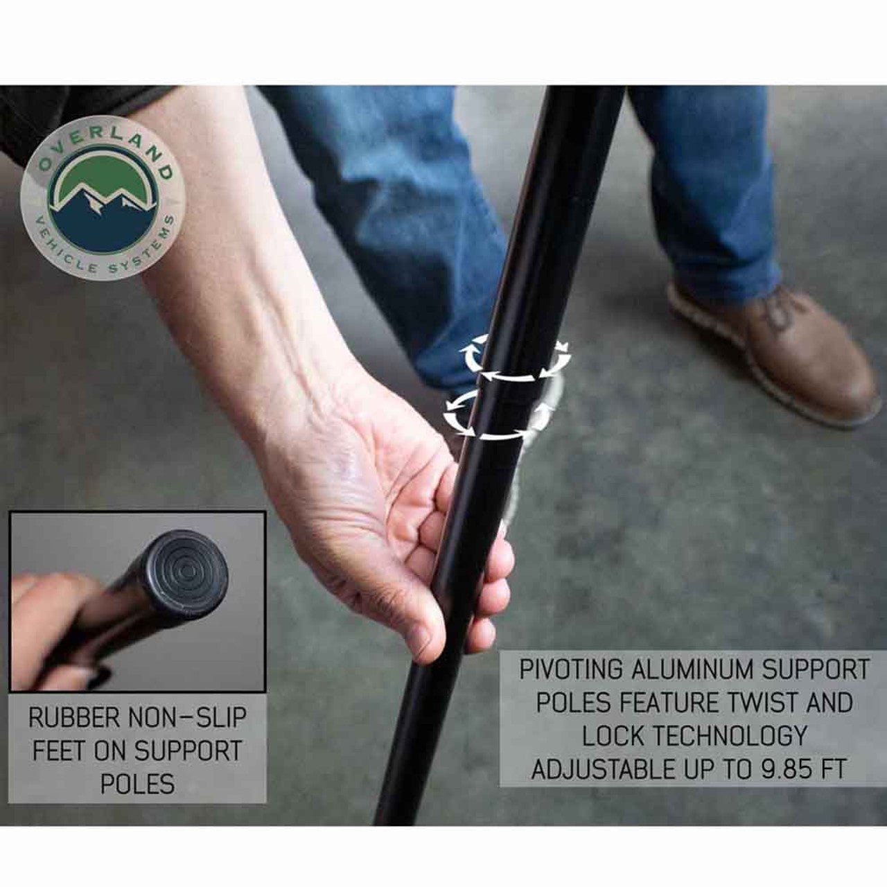 Overland Vehicle Systems HD Nomadic 180 Degree Awning with Bracket Kit for Mid - High Roofline Vans - Angler's Pro Tackle & Outdoors