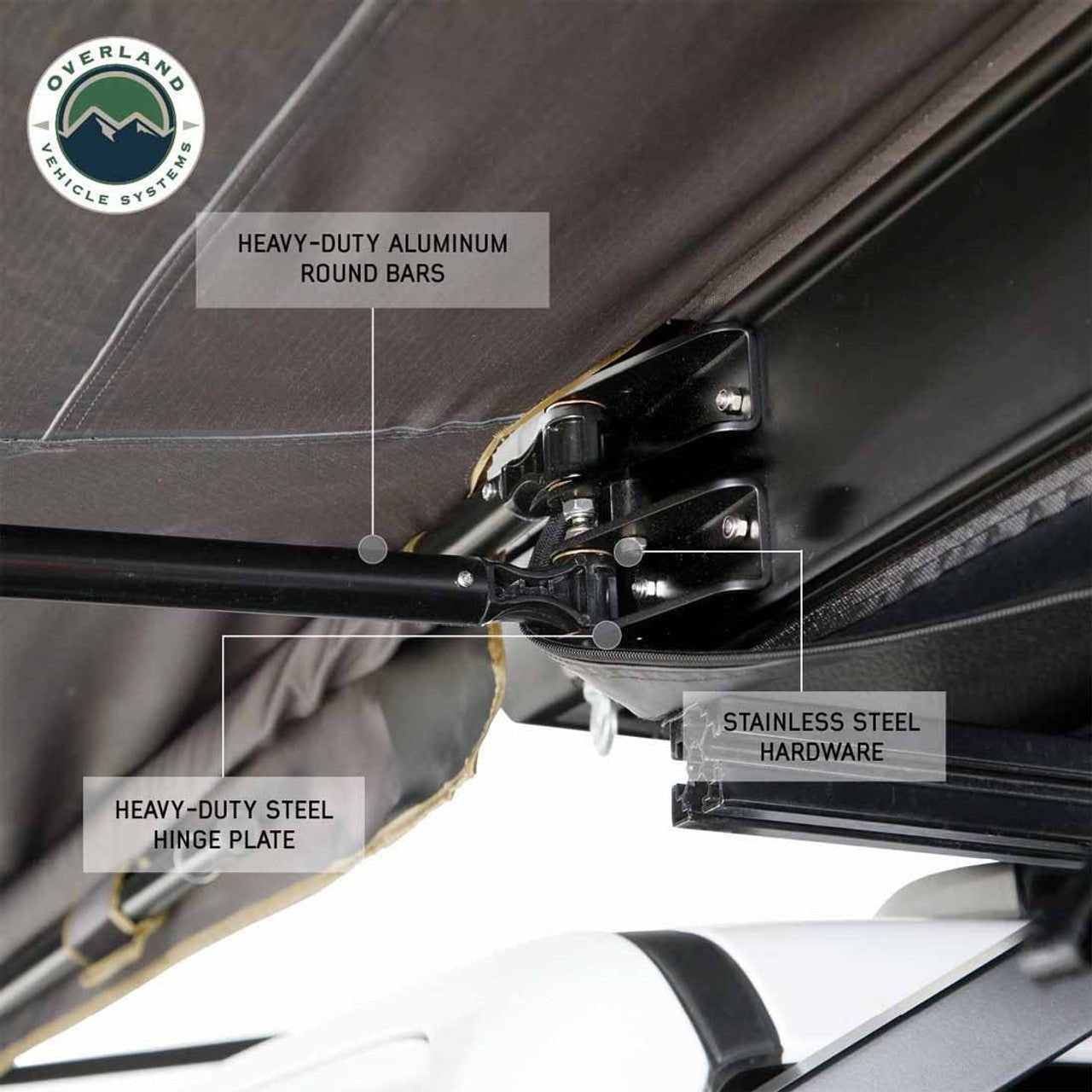 Overland Vehicle Systems HD Nomadic 180 LTE Awning - Dark Grey with Black Travel Cover Universal - Angler's Pro Tackle & Outdoors