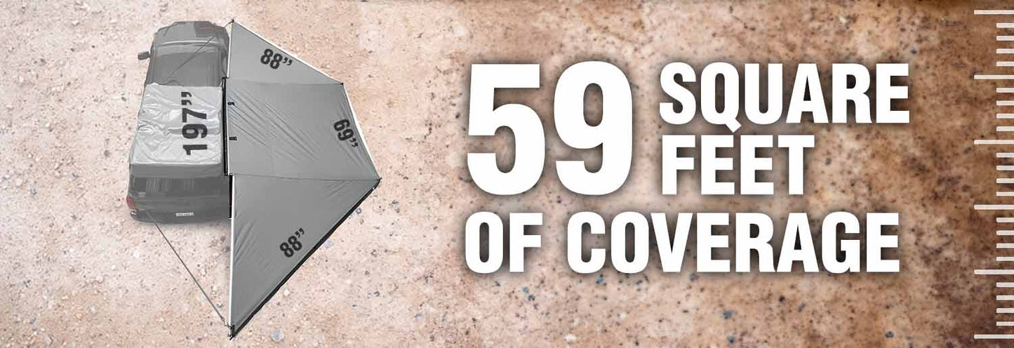 Overland Vehicle Systems HD Nomadic 180 LTE Awning - Dark Grey with Black Travel Cover Universal - Angler's Pro Tackle & Outdoors