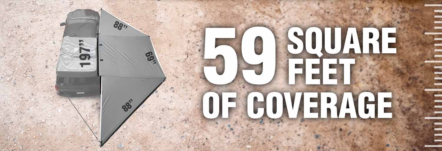 Overland Vehicle Systems HD Nomadic 180 LTE Awning - Dark Grey with Black Travel Cover Universal - Angler's Pro Tackle & Outdoors