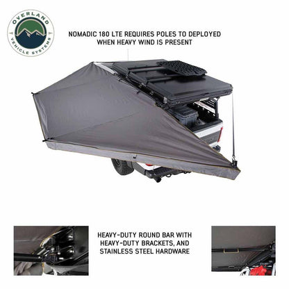 Overland Vehicle Systems HD Nomadic 180 LTE Awning - Dark Grey with Black Travel Cover Universal - Angler's Pro Tackle & Outdoors