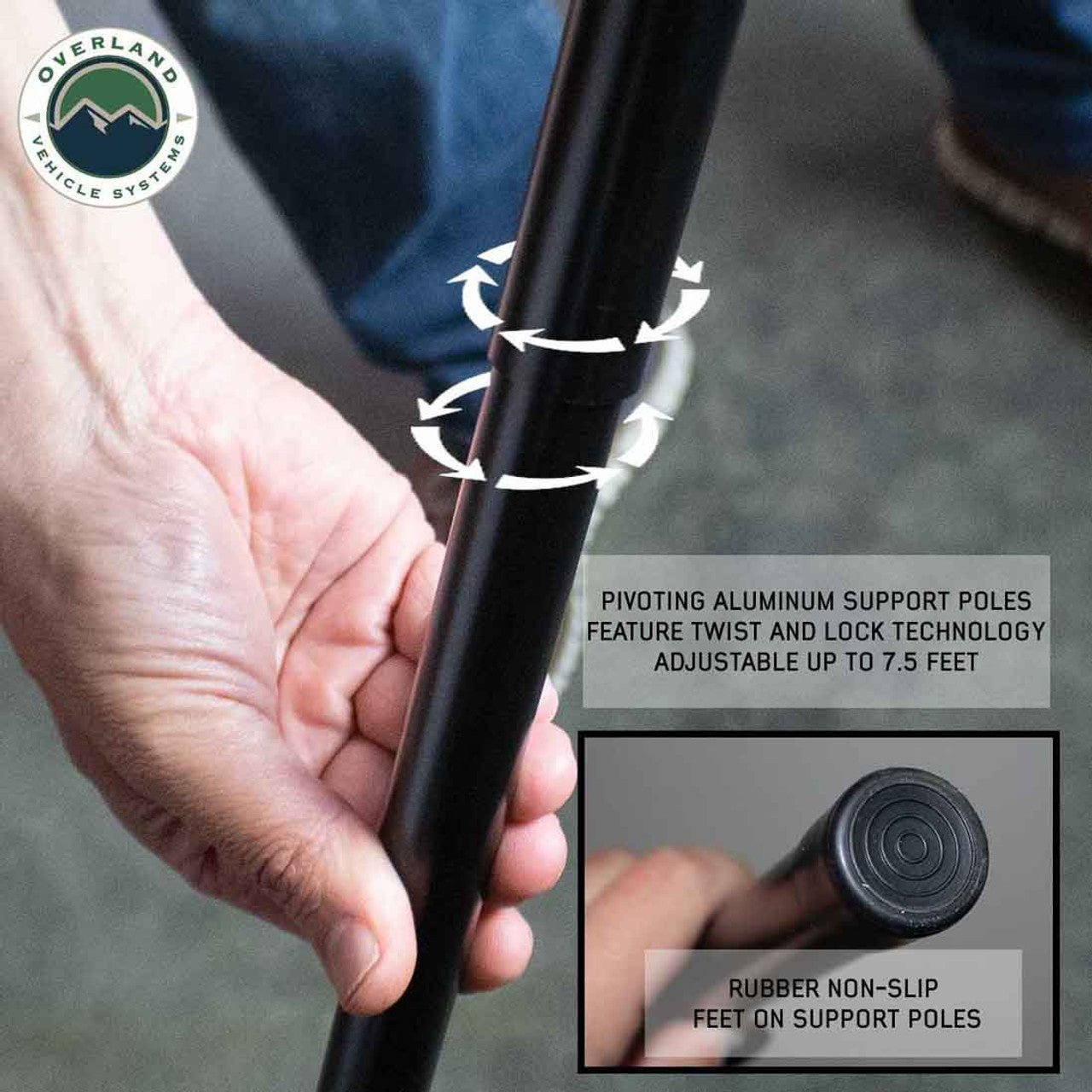 Overland Vehicle Systems HD Nomadic 180 LTE Awning - Dark Grey with Black Travel Cover Universal - Angler's Pro Tackle & Outdoors