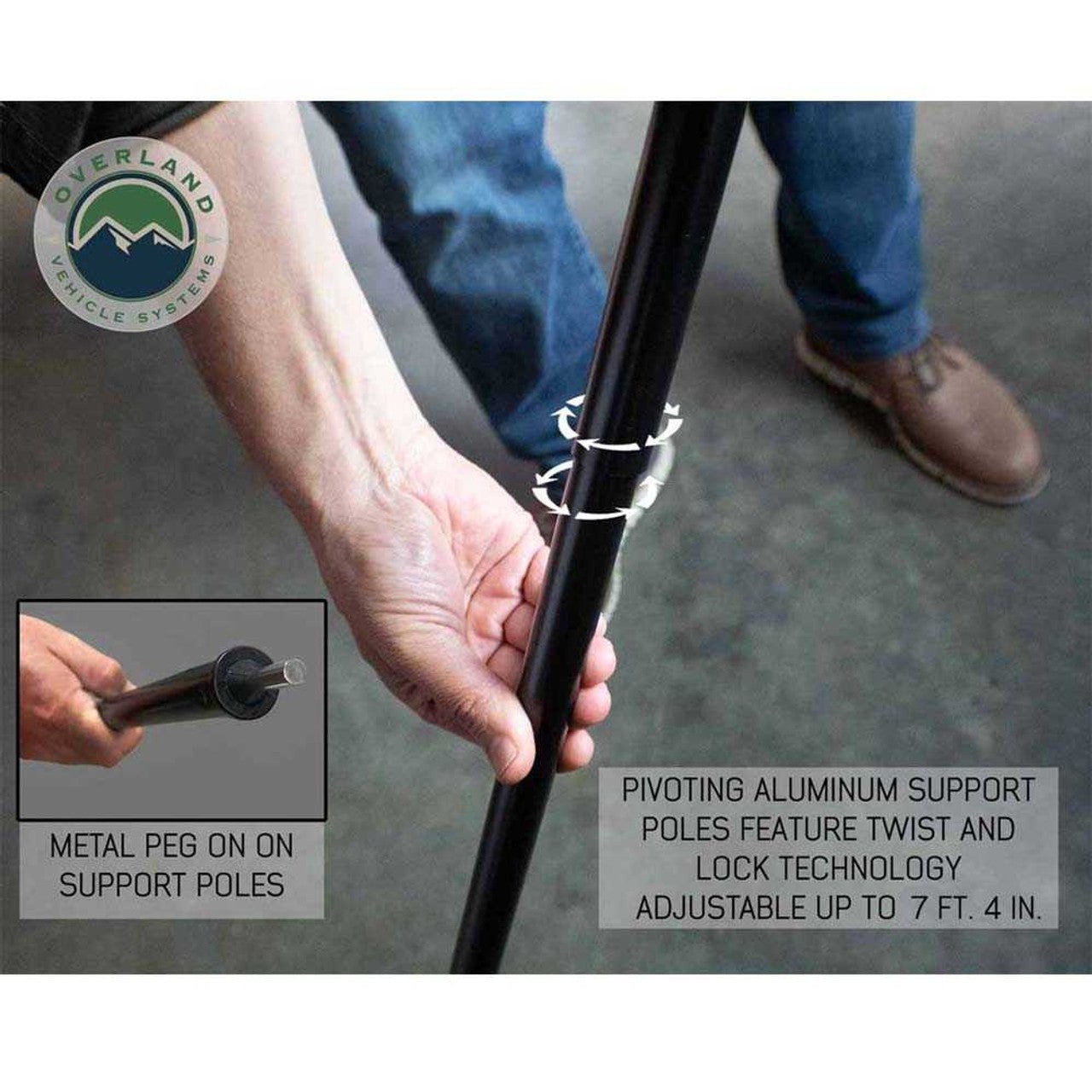 Overland Vehicle Systems HD Nomadic 2.0 - 6.5' Awning - Grey Body, Green Trim & Black Travel Cover - Angler's Pro Tackle & Outdoors