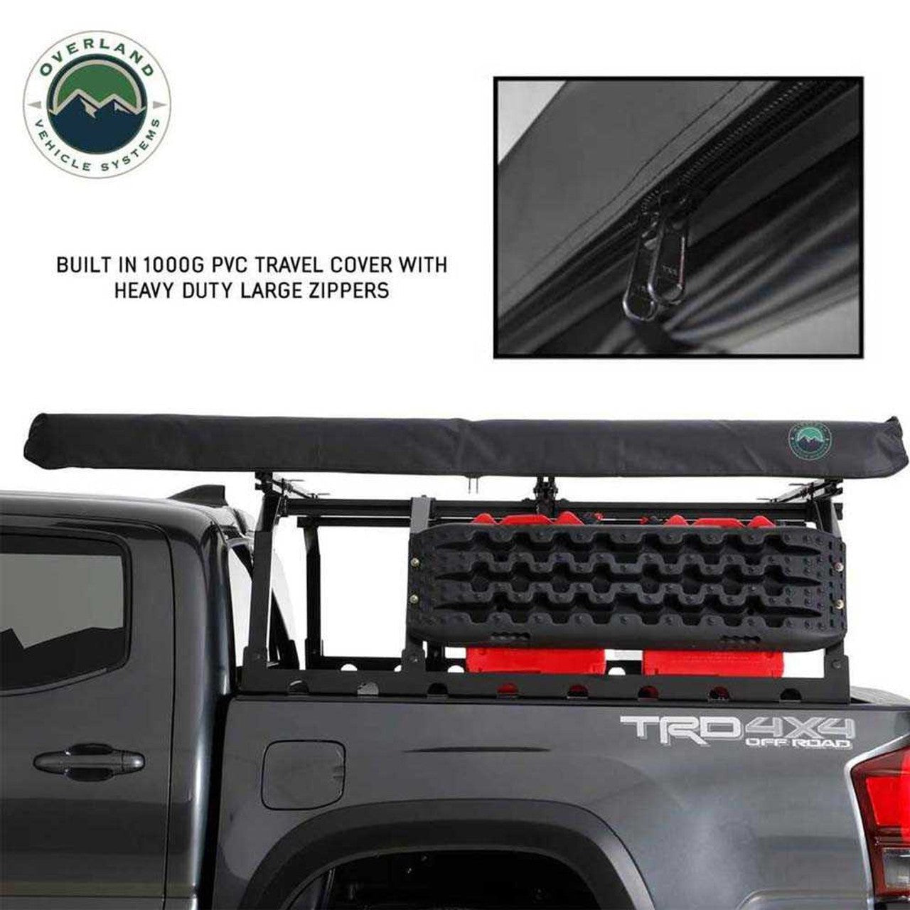 Overland Vehicle Systems HD Nomadic 2.0 - 6.5' Awning - Grey Body, Green Trim & Black Travel Cover - Angler's Pro Tackle & Outdoors