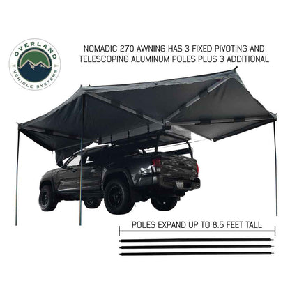 Overland Vehicle Systems HD Nomadic 270 Degree Awning - Driver Side - Dark Gray Awning with Black Cover - Angler's Pro Tackle & Outdoors