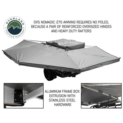 Overland Vehicle Systems HD Nomadic 270 Degree Awning - Driver Side - Dark Gray Awning with Black Cover - Angler's Pro Tackle & Outdoors