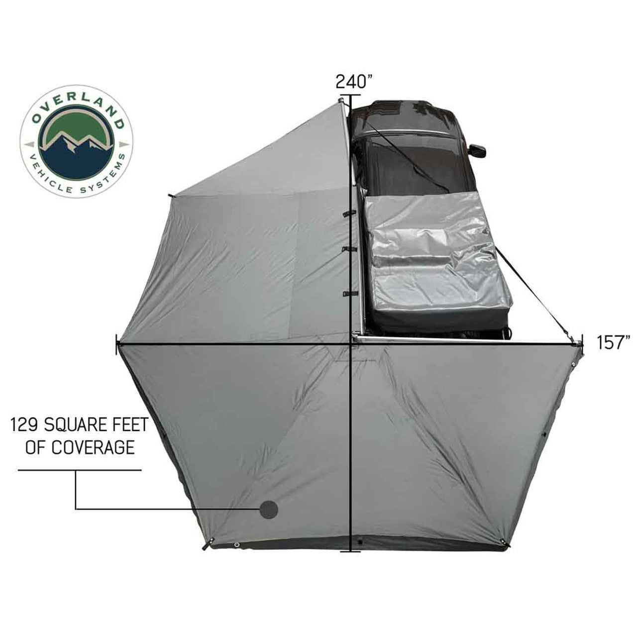 Overland Vehicle Systems HD Nomadic 270 Degree Awning - Driver Side - Dark Gray Awning with Black Cover - Angler's Pro Tackle & Outdoors