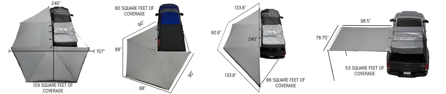 Overland Vehicle Systems HD Nomadic 270 Degree Awning - Passenger Side - Dark Gray Awning With Black Cover - Angler's Pro Tackle & Outdoors