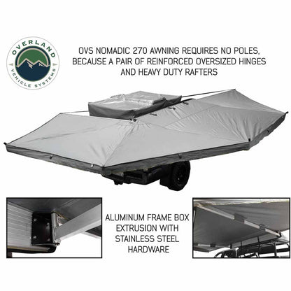 Overland Vehicle Systems HD Nomadic 270 Degree Awning - Passenger Side - Dark Gray Awning With Black Cover - Angler's Pro Tackle & Outdoors