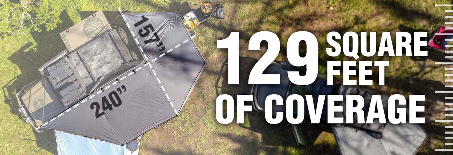 Overland Vehicle Systems HD Nomadic 270 Degree Awning - Passenger Side - Dark Gray Awning With Black Cover - Angler's Pro Tackle & Outdoors