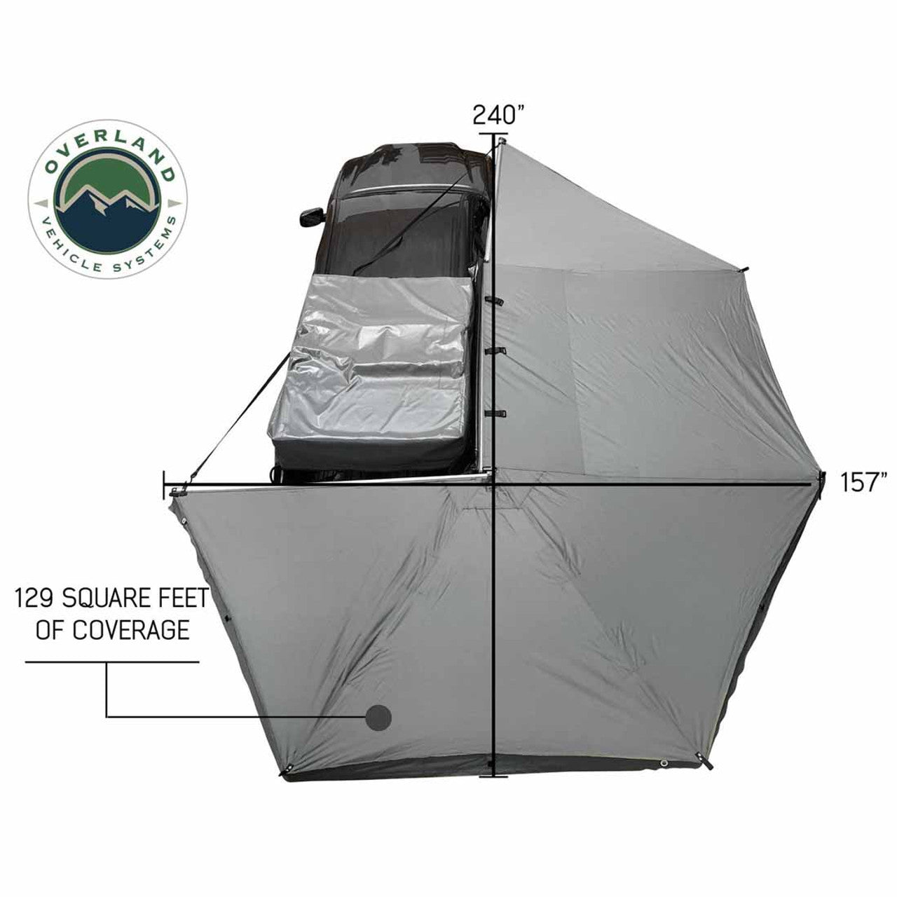 Overland Vehicle Systems HD Nomadic 270 Degree Awning - Passenger Side - Dark Gray Awning With Black Cover - Angler's Pro Tackle & Outdoors