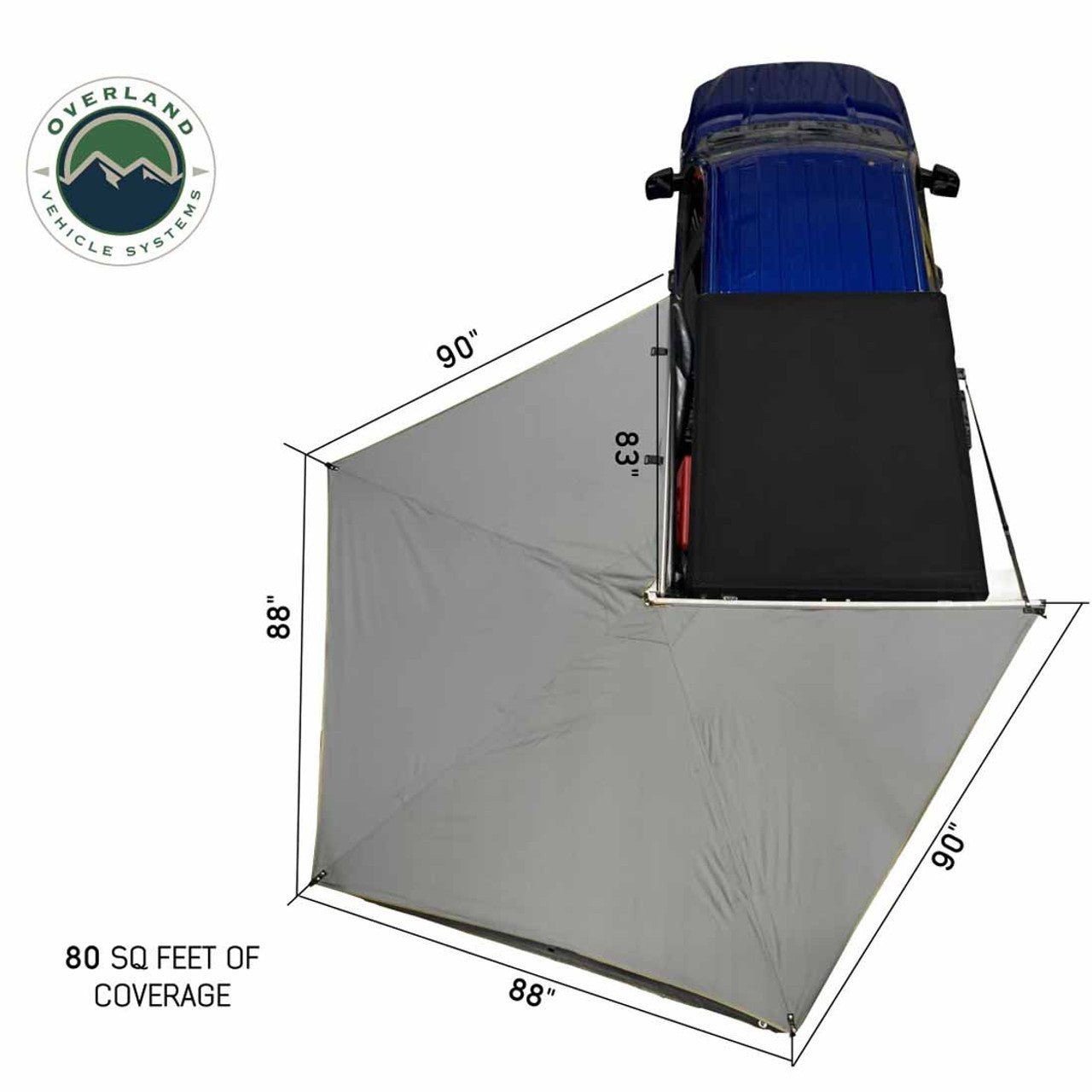 Overland Vehicle Systems HD Nomadic 270 LT Awning - Driver Side - Dark Gray With Black Travel Cover Universal - Angler's Pro Tackle & Outdoors