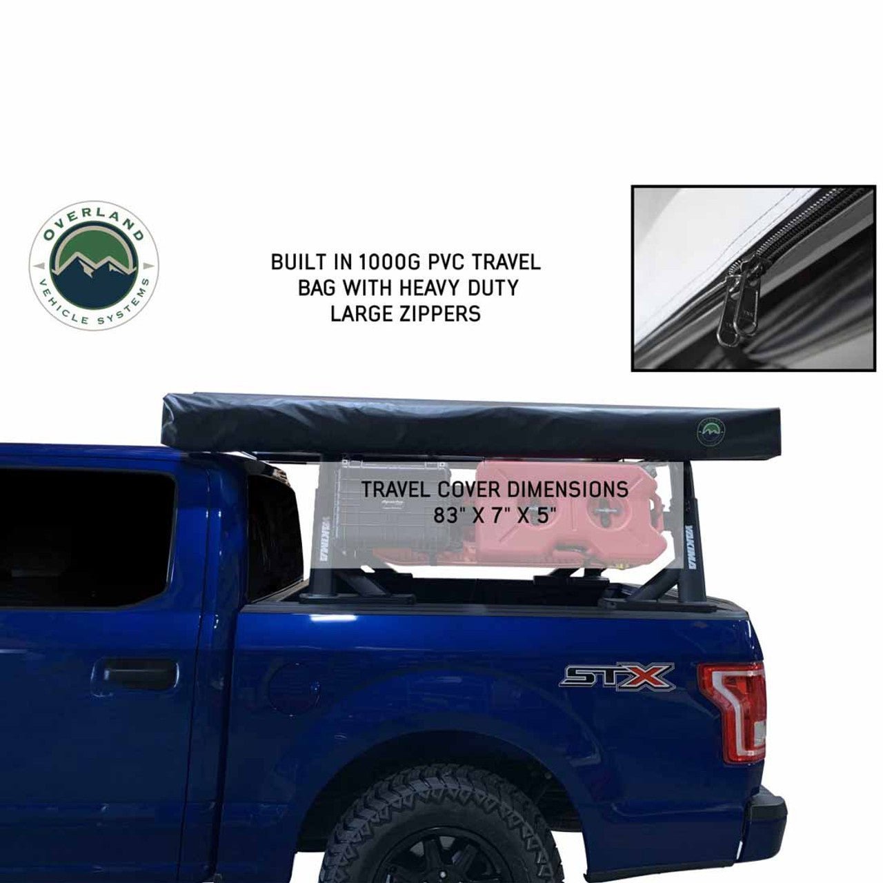 Overland Vehicle Systems HD Nomadic 270 LT Awning - Driver Side - Dark Gray With Black Travel Cover Universal - Angler's Pro Tackle & Outdoors