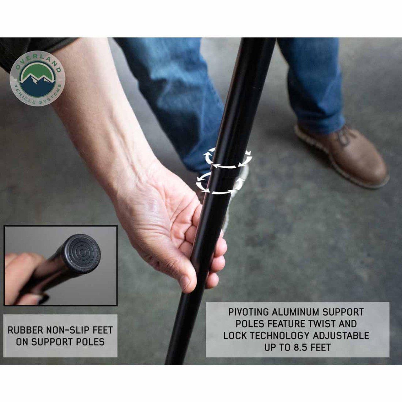 Overland Vehicle Systems HD Nomadic 270 LT Awning - Driver Side - Dark Gray With Black Travel Cover Universal - Angler's Pro Tackle & Outdoors