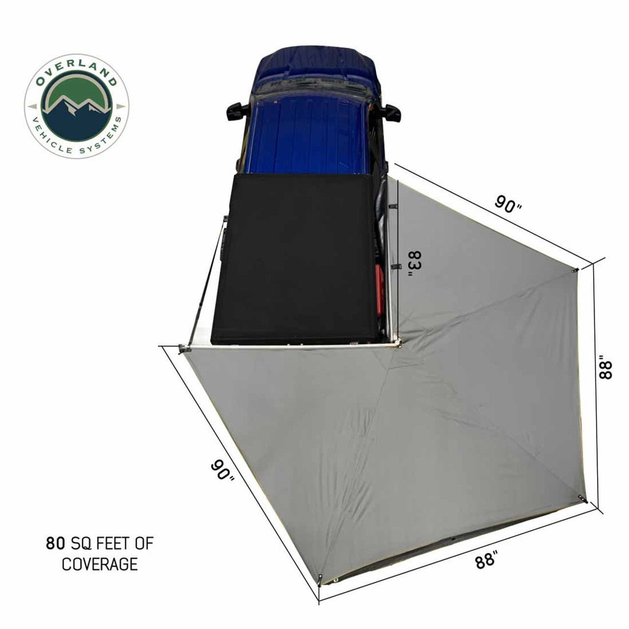 Overland Vehicle Systems HD Nomadic 270 LT Awning - Passenger Side - Dark Gray With Black Travel Cover Universal - Angler's Pro Tackle & Outdoors