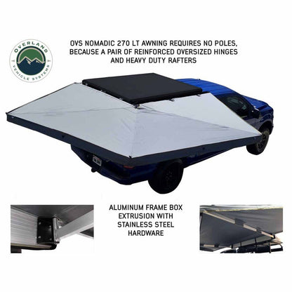 Overland Vehicle Systems HD Nomadic 270 LT Awning - Passenger Side - Dark Gray With Black Travel Cover Universal - Angler's Pro Tackle & Outdoors