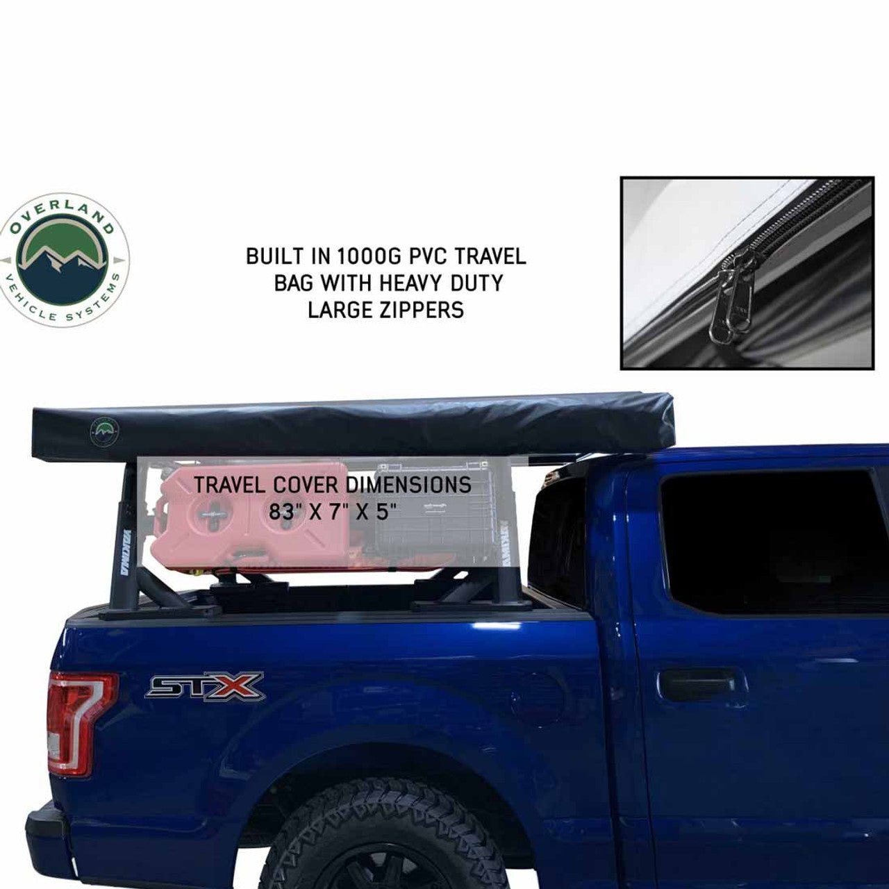 Overland Vehicle Systems HD Nomadic 270 LT Awning - Passenger Side - Dark Gray With Black Travel Cover Universal - Angler's Pro Tackle & Outdoors