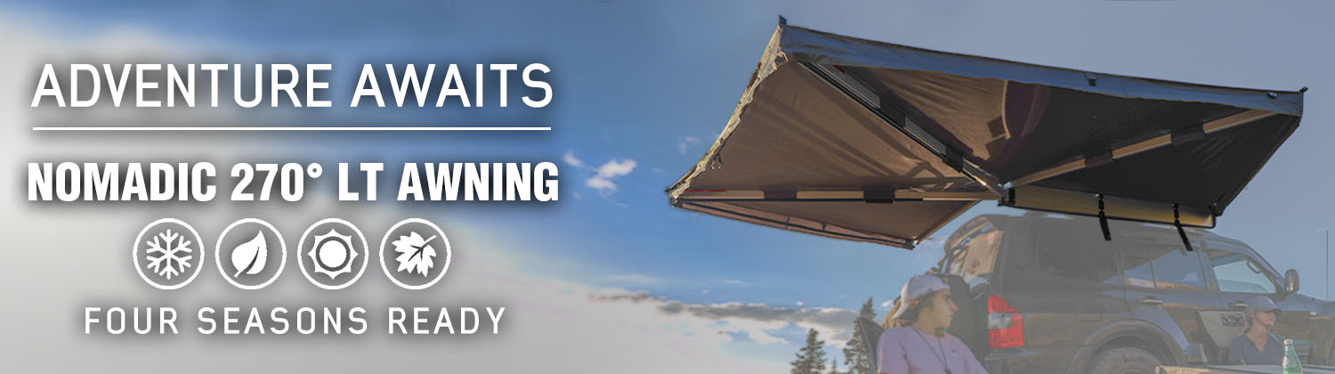 Overland Vehicle Systems HD Nomadic 270 LT Awning - Passenger Side - Dark Gray With Black Travel Cover Universal - Angler's Pro Tackle & Outdoors