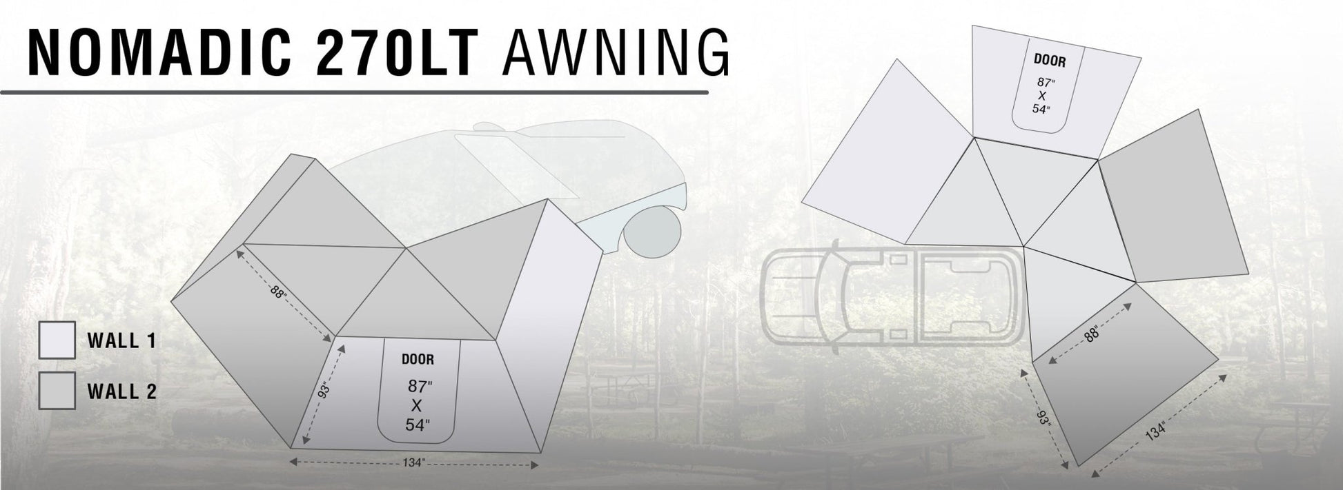 Overland Vehicle Systems HD Nomadic 270 LT Awning & Wall 1, 2, & Mounting Brackets - Driver Side - Angler's Pro Tackle & Outdoors