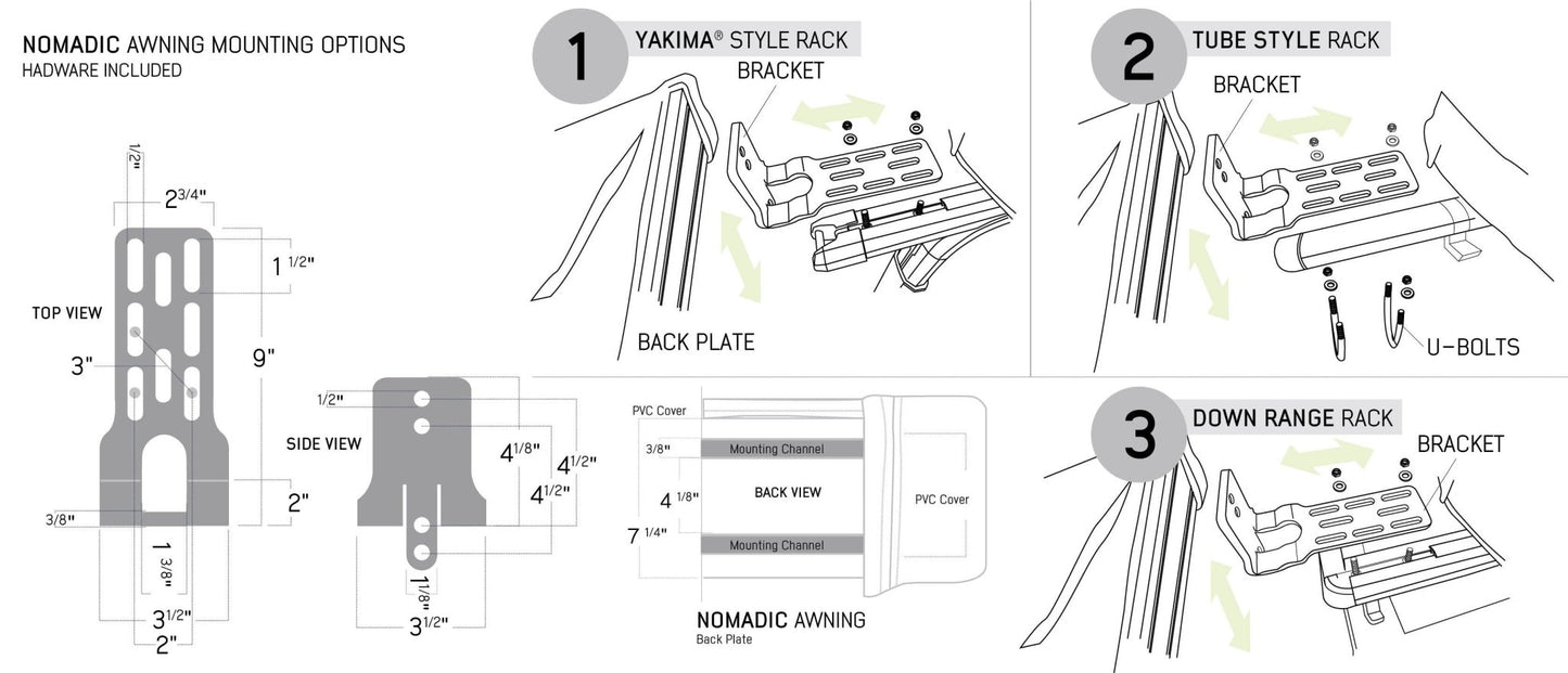 Overland Vehicle Systems HD Nomadic 270 LT Awning & Wall 1, 2, & Mounting Brackets - Driver Side - Angler's Pro Tackle & Outdoors