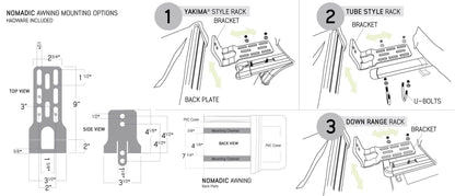 Overland Vehicle Systems HD Nomadic 270 LT Awning & Wall 1, 2, & Mounting Brackets - Driver Side - Angler's Pro Tackle & Outdoors