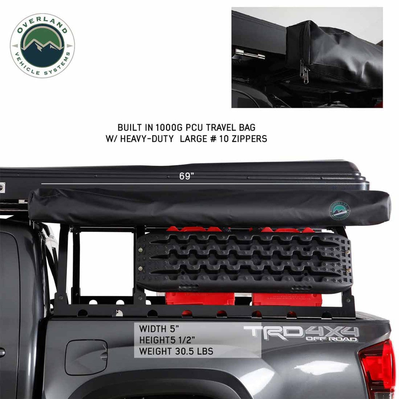 Overland Vehicle Systems HD Nomadic 270 LTE Awning - Driver Side - Dark Gray with Black Travel Cover Universal - Angler's Pro Tackle & Outdoors