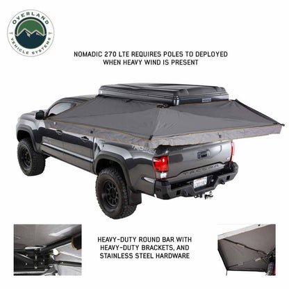 Overland Vehicle Systems HD Nomadic 270 LTE Awning - Driver Side - Dark Gray with Black Travel Cover Universal - Angler's Pro Tackle & Outdoors