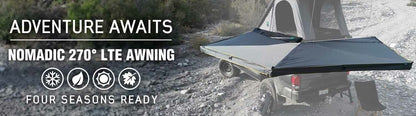 Overland Vehicle Systems HD Nomadic 270 LTE Awning - Passenger Side - Dark Gray with Black Travel Cover Universal - Angler's Pro Tackle & Outdoors