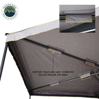 Overland Vehicle Systems HD Nomadic 270 LTE Awning - Passenger Side - Dark Gray with Black Travel Cover Universal - Angler's Pro Tackle & Outdoors